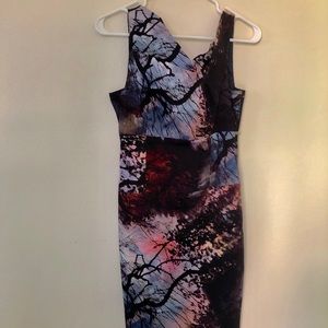 Black Halo abstract cocktail dress size 8